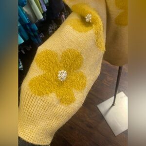 Yellow Floral Women Sweater